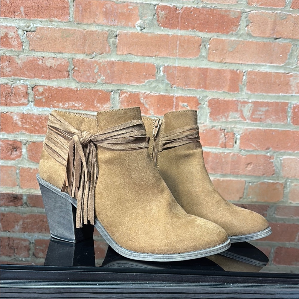 Tan Fringe Ankle Boots